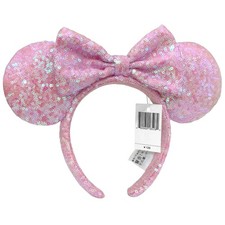 Disney Parks Minnie Ears Light Pink Sequin Headband Tokyo Disneyland 2025 picture