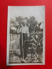 Antique RPPC Farmer Man Hoeing Field Postcard Real Photo Early 1900s Agriculture picture