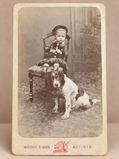 A Boy & His Dog — Antique Victorian Cabinet Card, c. 1890 picture