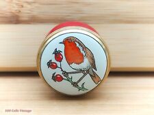 Tiny Red Robin/Bird Crummles Enamel Vintage Pill/Trinket Box -cre picture