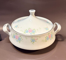 Vintage Prestige China Garden Covered Vegetable Bowl Soup Tureen Floral Platinum picture