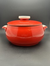 Vintage Hall’s Superior Kitchenware Red Covered Casserole Pottery picture