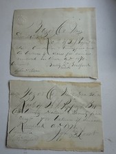 1870 Antique Handwritten Receipts Lot of 2 Victorian Documents Embossed Seal picture