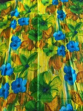 Vtg GVH Hawaiiprint Floral Cotton Barkcloth Fabric 1.5 Yards Sample Cut picture