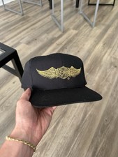 Vintage NWOT Harley Davidson Snapback Hat Gold Logo Wings Never Worn Rare 90s picture