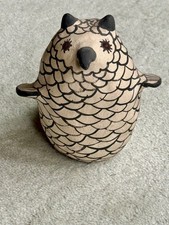 Vintage Zuni Pueblo Pottery Owl - signed - 4 1/4