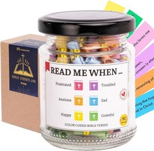 Bible Verse Jar with 92 Inspirational Scripture Cards Christian Faith Gift picture