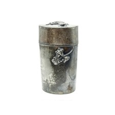 Antique Trinket Jar Silverplate Cherub Art Nouveau Style Decor Victor Silver Co picture