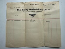 1907 Tucson Arizona Reilly Undertaking Co Funeral Bill Antique Ephemera picture