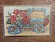 1911 HEARTIEST CONGRATULATIONS ROSE TRUCK EMBOSSED POSTCARD P/M FORT GIBSON, OK picture