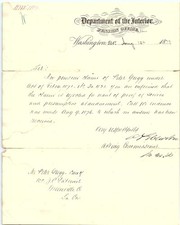 1877 US Dept Interior Pension Office Letter - Peter Gregg picture
