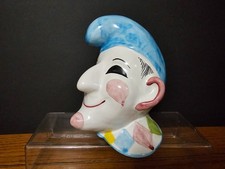 GLAZED POTTERY COIN BANK CLOWN / JESTER MADE IN ITALY picture