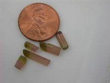 4.10ct Afghan 100% Natural 5 Miniature Green Top Pink Tourmaline Crystals 6-13mm picture