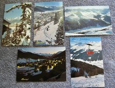 Lot of 5 DAVOS SWITZERLAND UNPOSTED UNUSED Postcards; Swiss Alps; Tram; At Night picture