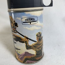 Vintage 1965 Daniel Boone Fess Parker Metal Lunchbox Thermos Bottle (nice) picture