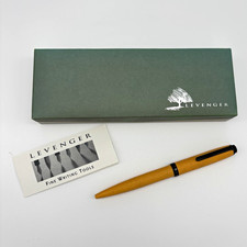 Levenger Yellow Pen Fine Writing Tool w/ Black Trim, Box & Booklet picture