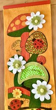 Vintage 70s MUSHRooM WaLL HanGinG FLOWeR LADYBuG McM GROOVY ReTRo DecoR CaLenDaR picture