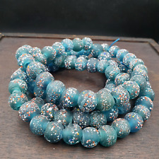 Vintage Blue Floral glass beads Handmade fancy 14mm Beads Strand big Size picture