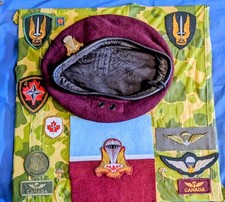 Vintage 1950s Canada Airborne Regiment Beret, Insignia, Patches ,1960s Para silk picture