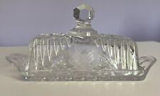 Vintage Crystal / Glass Clear Butter Dish Knob Handle Top picture