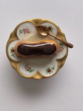 Limoges France Peint Main Chocolate Eclair Dessert Plate Porcelain Trinket Box picture