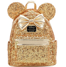 Loungefly X Disney Parks Hidden Minnie Mouse Gold Sequin Mini Backpack - NWT picture