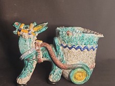 VTG Fratelli Fanciullacci Italian Donkey With Cart Planter Hand Painted Pottery picture