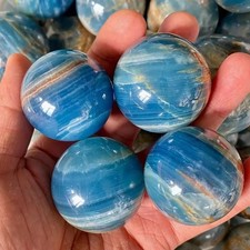 50-60MM Wholesale Natural Blue Onyx Sphere Blue Polished Ball Good Pattern Gift picture