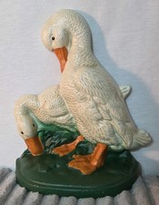 Vtg Metal Cast Iron Duck / Goose Door Stop Bookend Farmhouse 2lbs 11oz Painted  picture