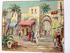 Signed MCM Impressionist Thick Palette Middle East Village Abstract Oil Paint 17 picture