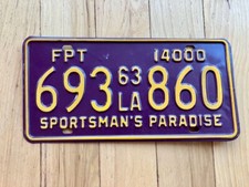 1963 Louisiana FPT License Plate picture