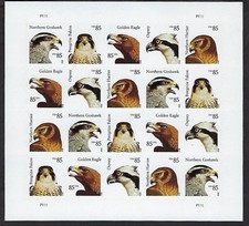 USPS BIRDS OF PREY SHEET OF 20 FIRST CLASS LETTER 85cent STAMPS picture