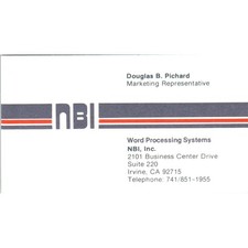 Douglas B. Pichard Word Processing Systems Irvine CA Vtg Business Card SE3-B3 picture