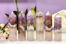 Wholesale 1 Lb Natural Amethyst Lace Agate Obelisk Tower Point Crystal Energy picture