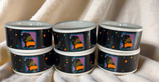 Lot of 6 Vintage INARCO Halloween Bowls Black Cat Pumpkin Ceramic Korea Set picture