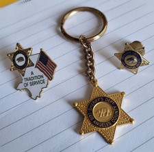 Los Angeles County Sheriff's Dept Gold Tone Star Key Chain~Lapel Pin~Enamel Pin picture