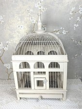 Vintage Off White Wood Wireframe Domed Bird Cage Architectural Decor picture