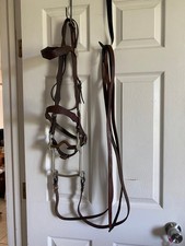 Vintage Tooled Leather  Bridle complete used western tack  picture
