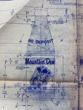 1970 Mountain Dew Bottle Vintage Factory Blueprint Copy Owens-Illinois 10oz picture