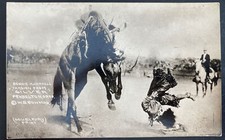 Mint USA RPPC Postcard Rare Cowgirl Bonnie Mcarroll Thrown From Silver Pendelton picture