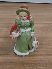 VTG LEFTON Lady w/ Poodle Christmas Village Figurine - marked 1986 J. Z. L 05827 picture