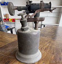 Vintage Metal Blowtorch Soldering Tool with Fuel Tank and Base Collectible picture