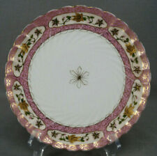 Set of 3 Marx & Gutherz Hand Painted Pompadour Pink Floral & Raised Gold Plates picture