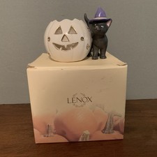Lenox Halloween Cat & Jack-O-Lantern Votive Candle Holder picture