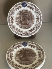 SET/8 ROYAL STAFFORD *HARVEST HOMELAND* THANKSGIVING TURKEY DINNER PLATES  picture