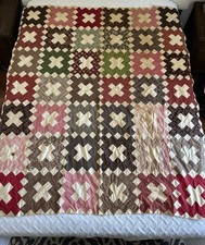 Antique c1900-1925 Hand Pieced Chimney Sweep Album Quilt Top 64.5x56 picture