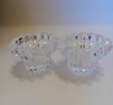 Set Of 2 Thick Lead Crystal Taper Candle Holders 2.5 Inches Tall picture