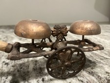 Vtg Antique Early 1900’s Two Heads Bell Toy Original Cast Iron Toy picture