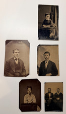 Antique Tintype Photographs Lot of 5  Victorian Era Portraits Men & Woman picture