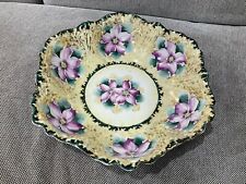 Antique Likely Japanese Nippon Porcelain Bowl w Purple Flowers & Gold Decoration picture